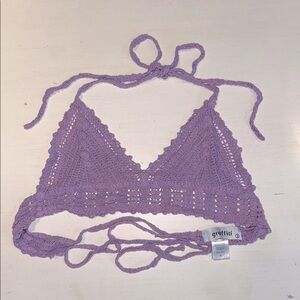 Purple Crochet Halter Top sz S ☀️😊☀️
